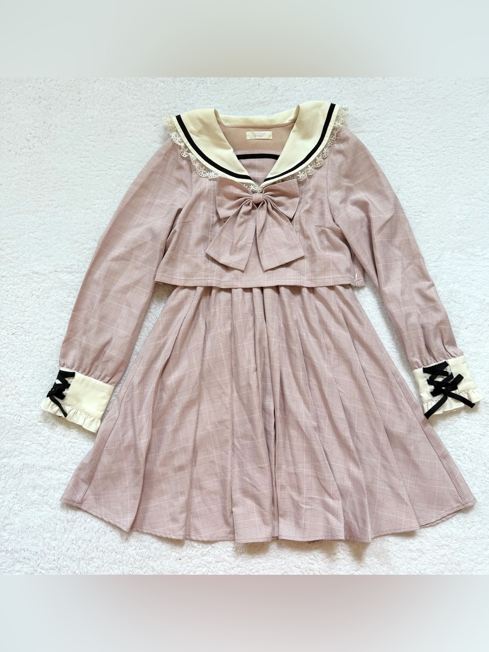 Dearly dress lace Big bow jirai kei ryosan idol Japan Pink Plaid Sailor School
